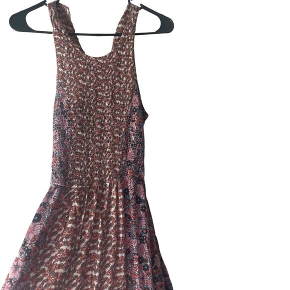 Japana‎ Women's Size Large Floral Smocked Pink Boho Midi Dress - Picture 1 of 9